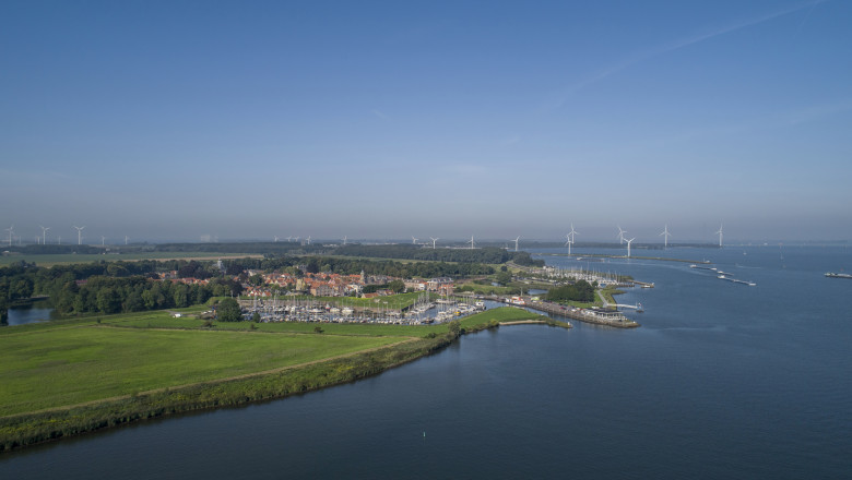 Aerial view of the fortified city of Willemstad, Moerdijk in Netherlands