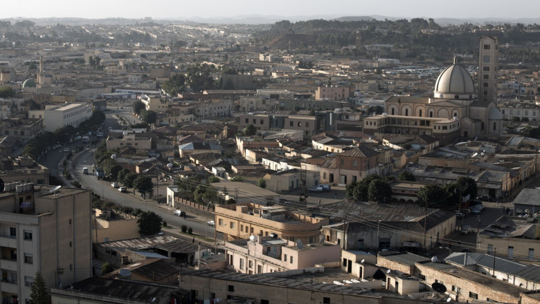 Overlooking the capital city of Asmara, Eritrea, Africa
