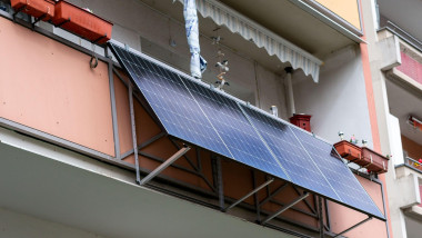 solar panels on a balcony in the city