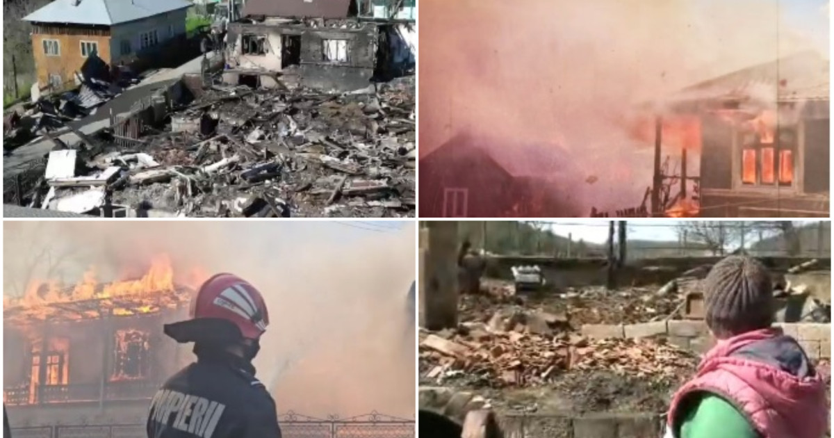 Incendiu devastator în Soveja: 32 de gospodării distruse, 300 de oameni evacuați