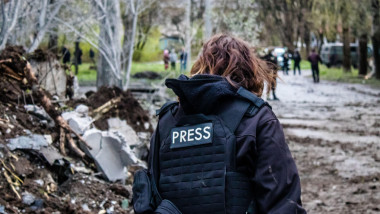 Press journalist Ashley Chan is present at the scene of the attack on a building in Sloviansk. The building was hit head-on by an S300 missile. The da
