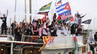 The global international flotilla SUMUD departs from Barcelona bound for the Gaza Strip.