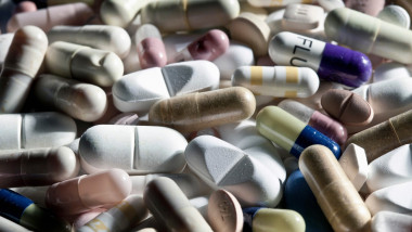 Close up of pile of assorted pills