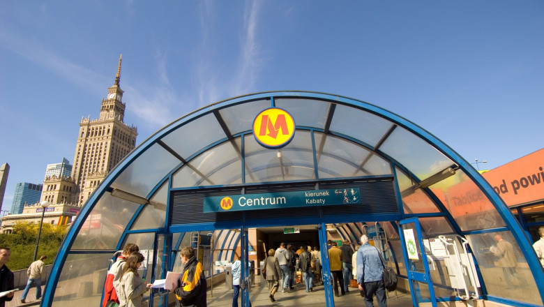 Entrance to metro station Centrum Warsaw Poland