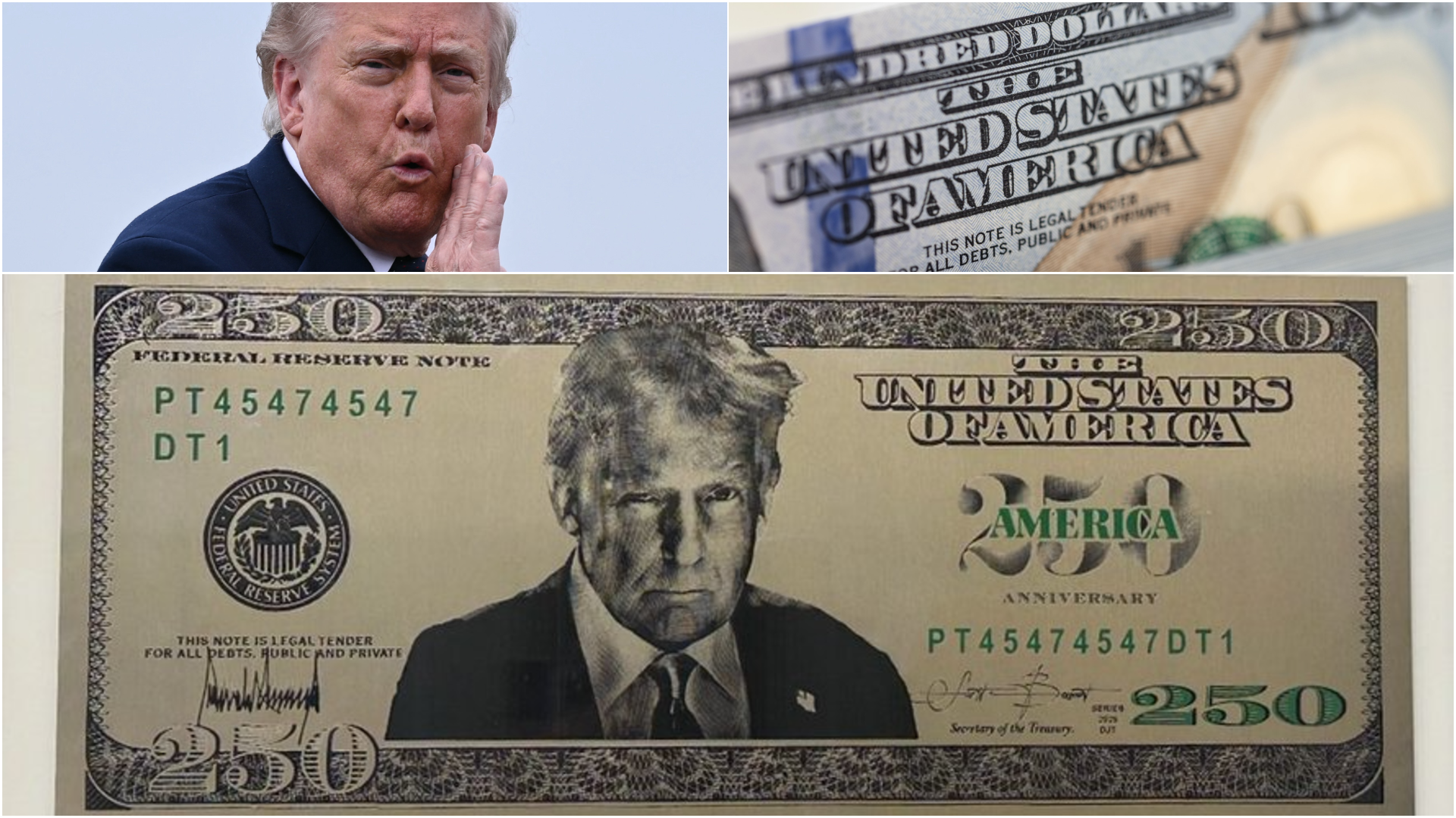 Bancnote de 250 de dolari cu chipul lui Donald Trump: proiectul promovat de administraţia sa provoacă scandal în SUA