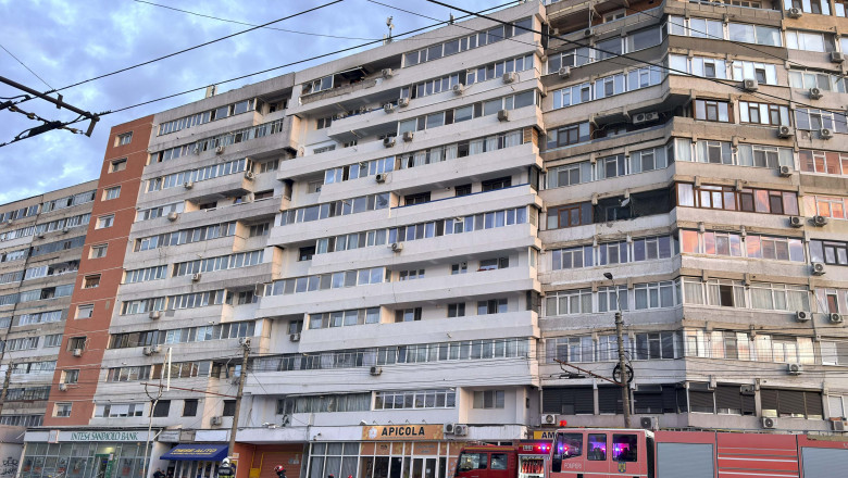 Pompieri si forte de ordine intervin dupa ce un bloc de locuinte din Galati a fost lovit de o drona, 29 mai 2026