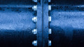 Large pipe connection with a large number of bolts and nuts enclosed on it. Pipeline. Pipeline state transportation system.