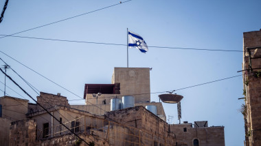 Hebron, West Bank, Palestine, April 25, 2026 Military surveillance structures and residential buildings occupied by Israeli forces in the Old City of