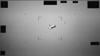 HANDOUT - An image released by the U.S. Department of War shows a UAP reported by U.S. Indo-Pacific Command near Japan in 2024. The object was described by the government as resembling a football-shaped body. The image was included in the Department of Wa
