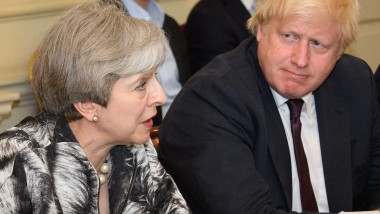 File photo dated 12/06/17 of the then prime minister Theresa May with the then foreign secretary Boris Johnson as she holds the first Cabinet meeting since the General Election with her reshuffled team at 10 Downing Street in London. Theresa May has said
