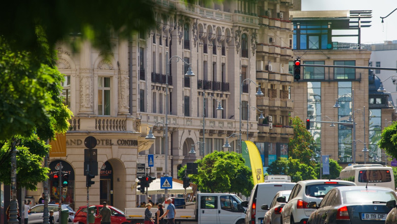 Victory Avenue near Grand Hotel Continental, Bucharest, Romania - 12 Sep 2023