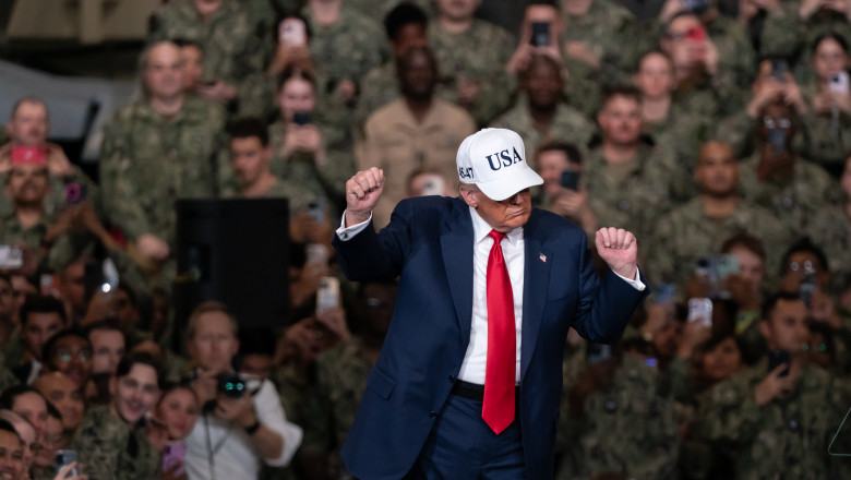 U.S. President Trump Visits USS George Washington In Japan