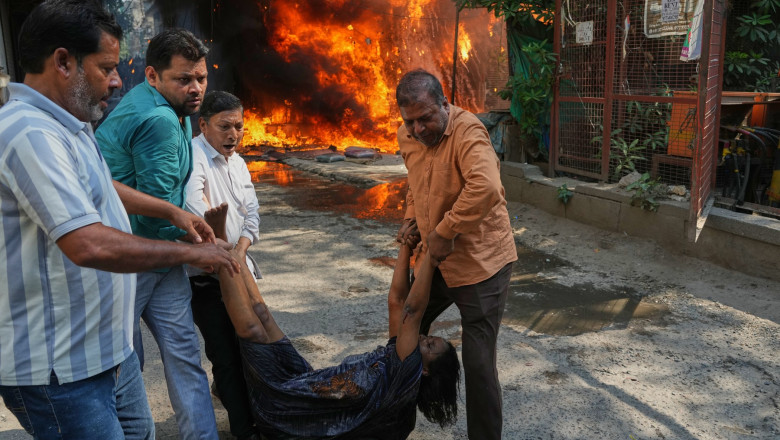 Photos show a rescue operation in a New Delhi hotel fire