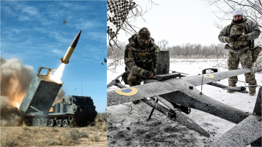 Sistem Himars lansează o rachetă / soldați ucraineni pregătesc o dronă
