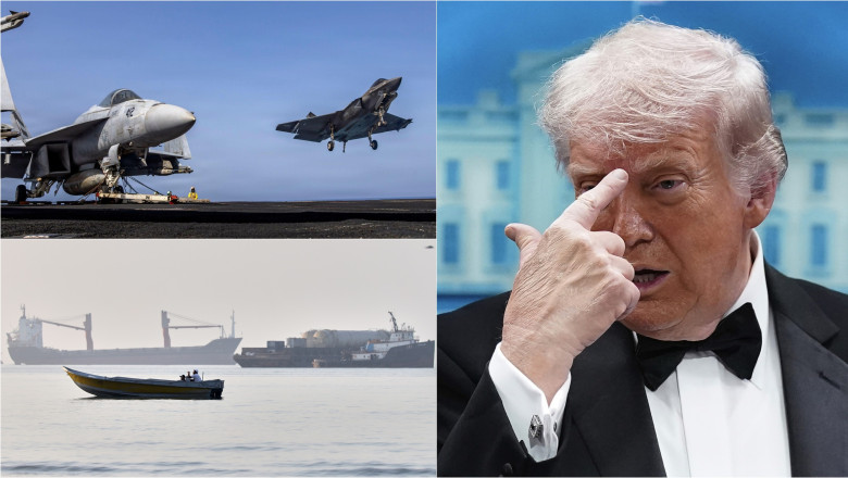 avioane militare pe un portavion american / vase comerciale în Strâmtoarea Ormuz / Donald Trump