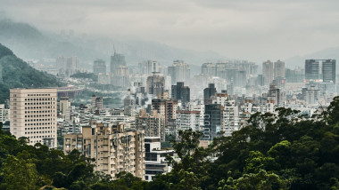 Smog over cityscape, Maokong, Taipei, Taiwan