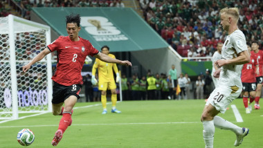 Jaroslav Zeleny of Czechia in action against Lee Han-beom of South Korea during the 2026 FIFA World Cup First Stage Group A match between South Korea and Czechia