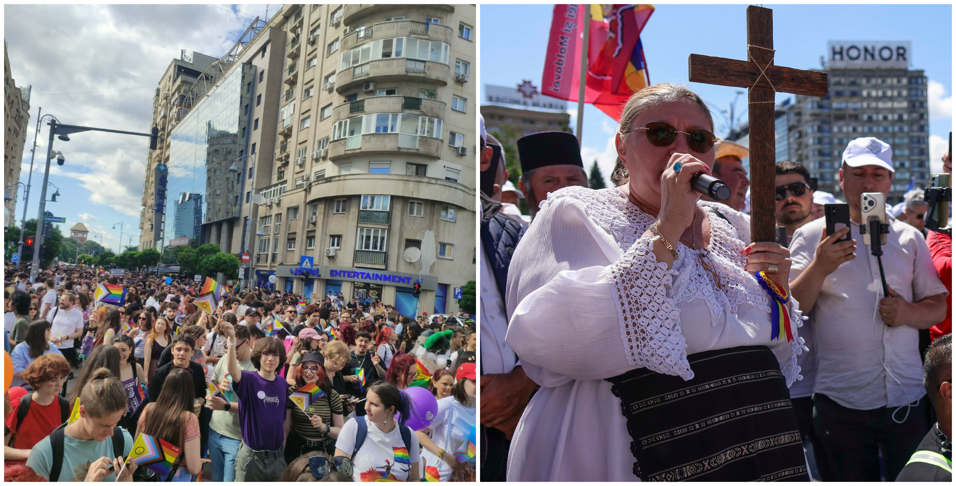Câteva zeci de mii de oameni participă la marşul LGBT din București. Contramanifestația „Marșul Normalității”, condusă de Diana Șoșoacă