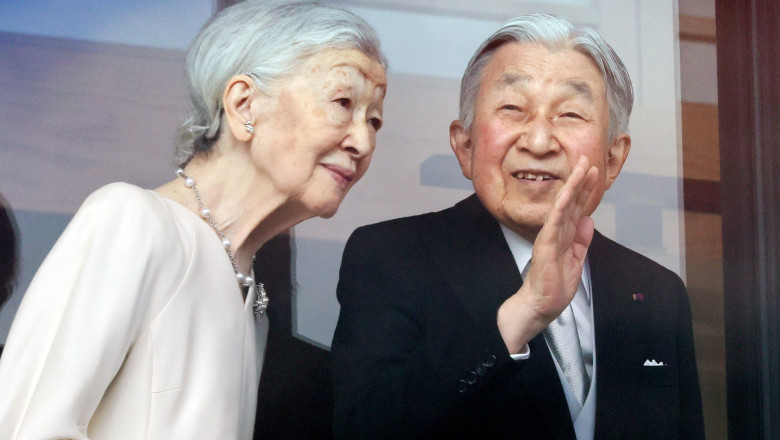Japanese Imperial family members attend the New Year's greetings