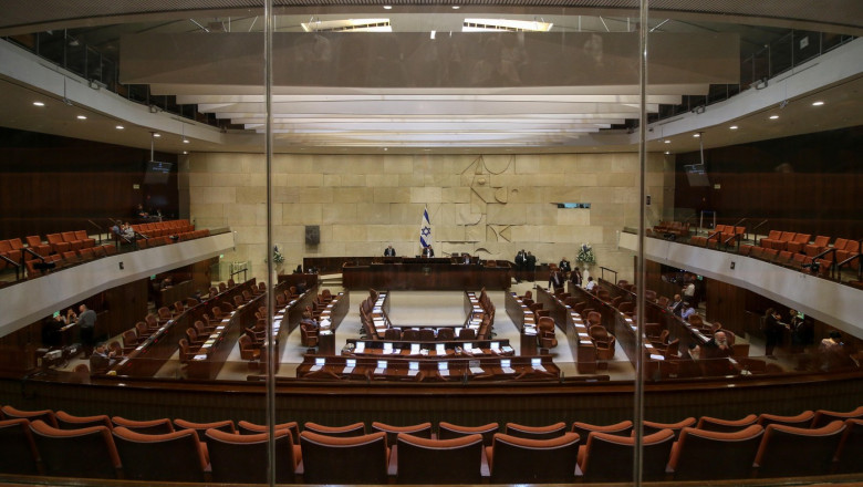 Jerusalem, Israel - May 16, 2018: View into the Knesset Chamber, the Israeli Parliament in Jerusalem, Israel.