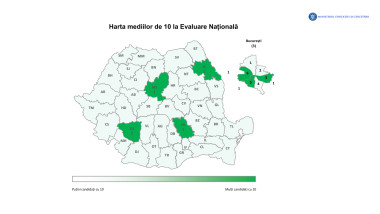 Harta mediilor de 10 la evaluarea națională 2026. Foto Ministerul Educației