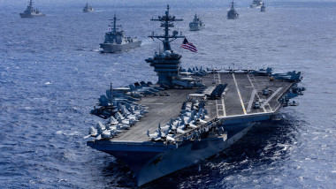 Nimitz-class aircraft carrier USS Theodore Roosevelt (CVN 71) leads a group sail July 22, 2026, in the Pacific Ocean off the coast of Hawaii during Ex