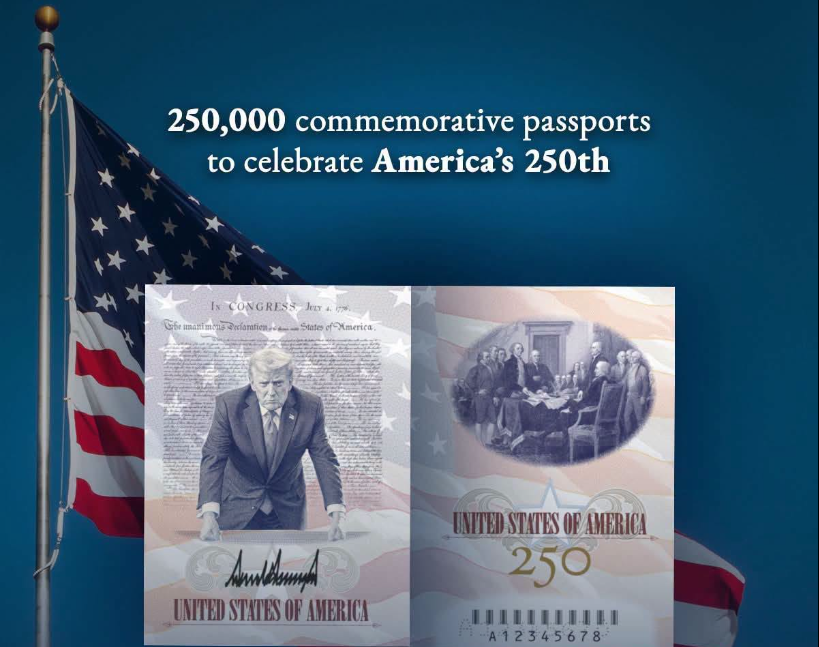 Imaginea lui Trump va apărea pe pașapoartele în ediție limitată emise cu ocazia celei de-a 250-a aniversări a Americii