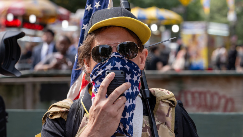 Pardoned J6 Rioter Jake Lang And Neo-Nazi Group Hold White Supremacist Rally In Manhattan On 9/11 Anniversary, New York, USA - 11 Sep 2026