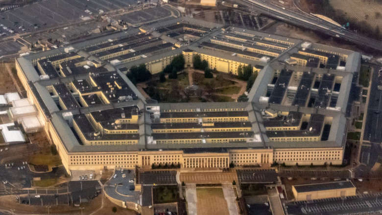 The Pentagon is seen from above in Arlington, USA - 09 Feb 2025