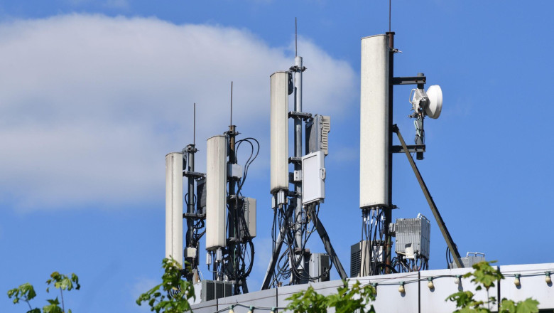 Base stations for a cellular networks on a roof in Russia