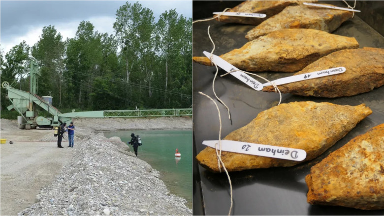 scafandri în Deinham, Austria / obiecte de fier din antichitate recuperate din Dunăre