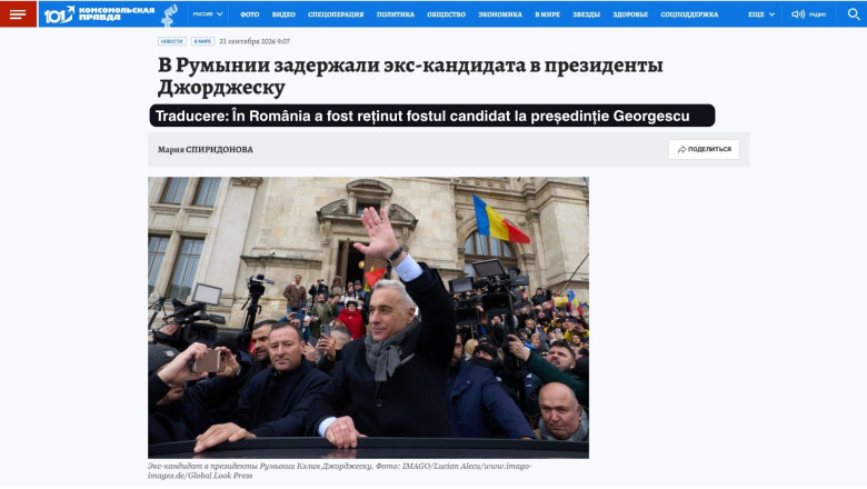 foto articol georgescu presa rusia