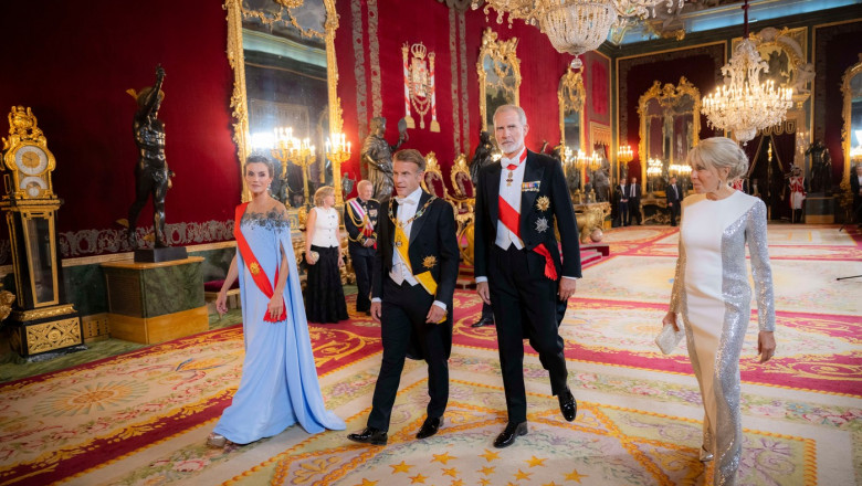 Spain's King Felipe VI and Queen Letizia welcome French President and his wife Brigitte Macron - Madrid EB - 29 Sep 2026