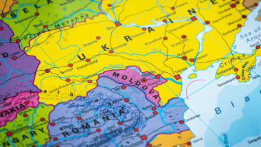 Political map of Moldova, with a focus on the Ukraine and Black Sea area