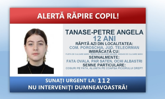 Alertă răpire copil în Teleorman: O fată de 12 ani ar fi fost urcată cu forța într-o mașină. Unul dintre bărbaţi a fost identificat