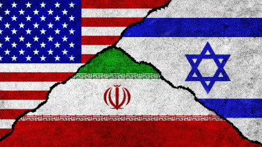 USA, Iran and Israel flag together