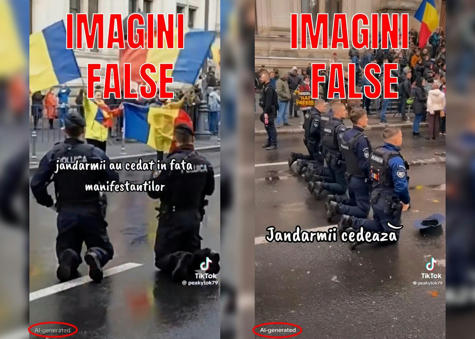 Jandarmii nu au îngenuncheat în fața susținătorilor lui Georgescu. MAI dezminte un fals răspândit pe rețelele sociale