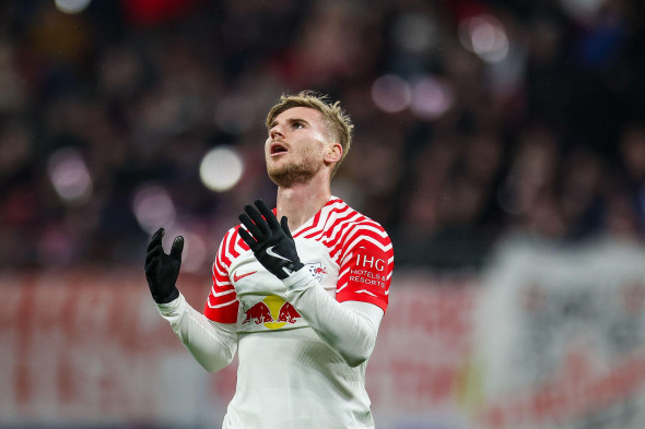 Leipzig, Germany. 13th Dec, 2023. Soccer: Champions League, Group Stage, Group G, Matchday 6 RB Leipzig - Young Boys Bern at the Red Bull Arena. Leipzig player Timo Werner reacts after a missed shot. Credit: Jan Woitas/dpa/Alamy Live News