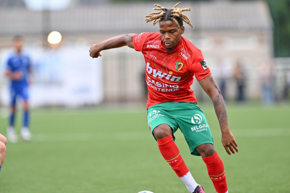 Adedapo Paul Dapo Awokoya-Mebude (14) of Oostende pictured during a friendly pre-season game ahead of the 2023 - 2024 Challenger Pro League season between KSV Bredene and KV Oostende on June 30 , 2023 in Bredene, Belgium. PHOTO SPORTPIX | David Catry