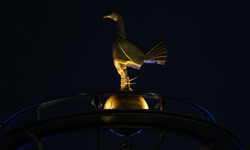 London, England, 10th December 2023. The golden cockerel sits on top of the Tottenham Hotspur stadium during the Premier