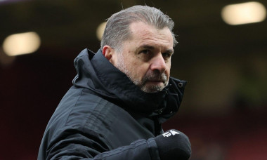 Celtic manager Ange Postecoglou salutes the fans after the final whistle following the cinch Premiership match at Fir Park, Motherwell. Picture date: Sunday February 6, 2022.