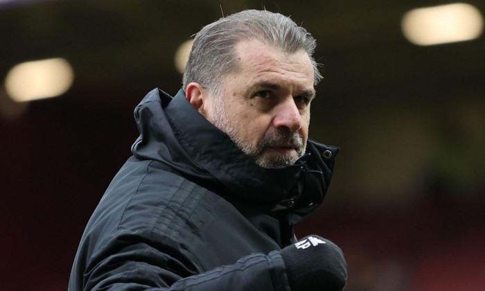 Celtic manager Ange Postecoglou salutes the fans after the final whistle following the cinch Premiership match at Fir Park, Motherwell. Picture date: Sunday February 6, 2022.