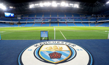 File photo dated 03-01-2019 of A general view of the Manchester City logo. Holders Manchester City will face FC Copenhagen in the last 16 of the Champions League. Issue date: Monday December 18, 2023.