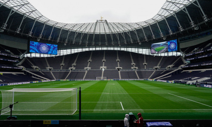 General view of the Stadium with King Charles Coronation on the scoreboards during the Premier League match between Tott