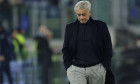 Romas Portuguese coach Jose Mourinho looks dejected during italy cup quarter-finals football match SS Lazio vs AS Roma at Olimpico Stadium on January 10, 2024, in Rome.