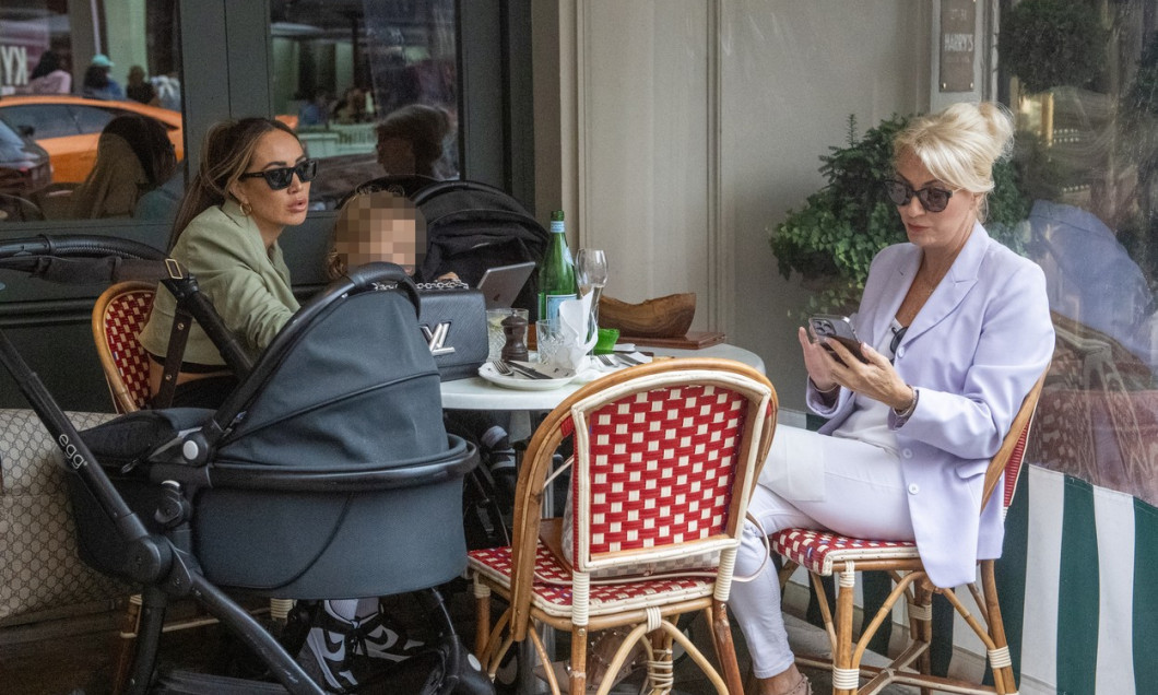 EXCLUSIVE: Kyle Walker's Ex Lauryn Goodman Enjoys An Al Fresco Lunch With Her Two Children And Her Mother Carron Goodman