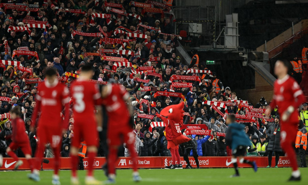 Liverpool, England, 1st January 2024. Liverpool fans before kick off during the Premier League match at Anfield, Liverpo