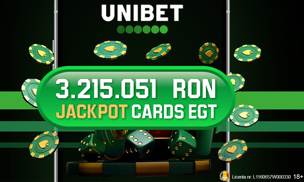 (P) Jackpot fabulos câștigat la Unibet Casino pe 24 ianuarie: 3.215.051 RON