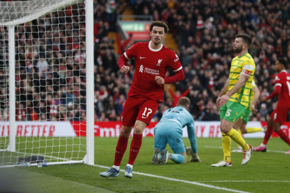 Liverpool v Norwich City Emirates FA Cup Curtis Jones of Liverpool celebrates scoring his sides 1st goal during the Emir
