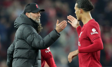 Anfield, Liverpool, Merseyside, UK. 12th Nov, 2022. Premiership football, Liverpool versus Southampton; Liverpool manager Jurgen Klopp shakes hands with Virgil van Dijk of Liverpool at full time Credit: Action Plus Sports/Alamy Live News